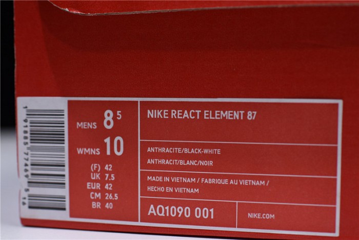 Nike React Element 87 Black White | AQ1090-001